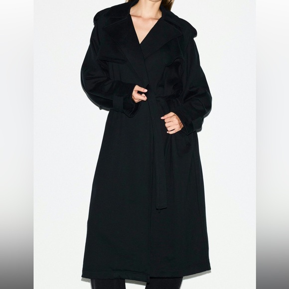 SKIMS Boyfriend Fleece Oversized Trench Coat Onyx Black Size 2X NWT - Picture 6 of 13